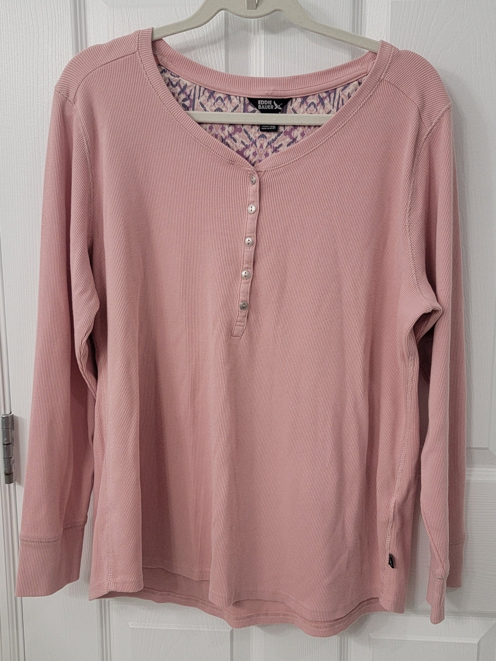 Eddie Bauer Dusty Rose Ribbed Long-Sleeve Henley